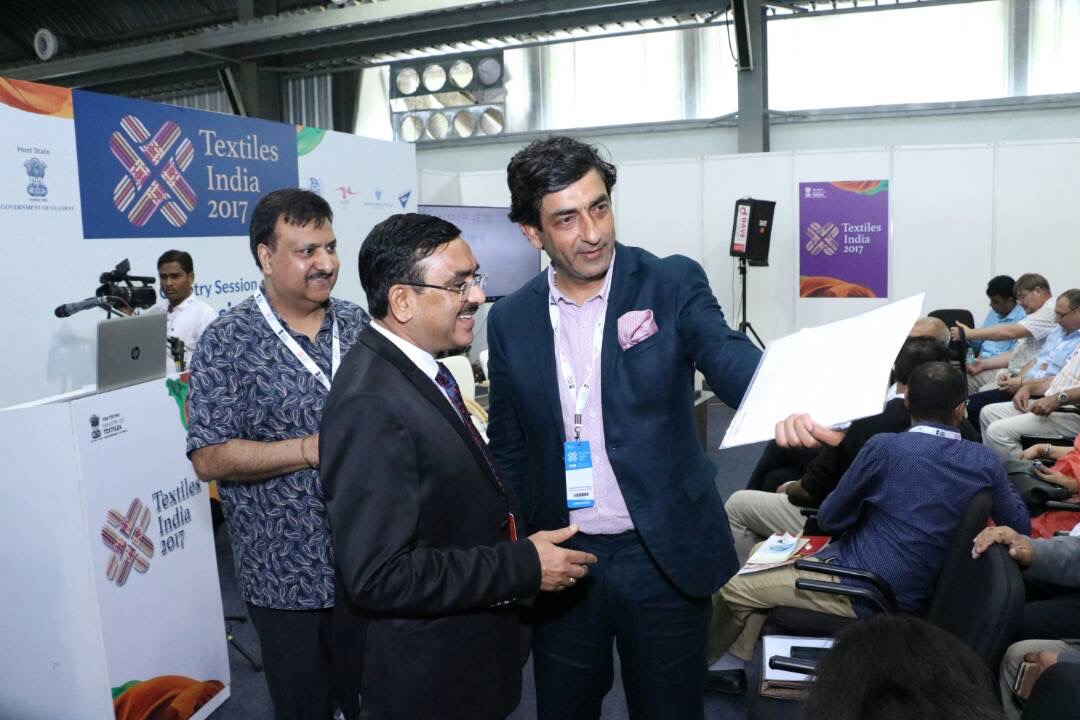 Chairman and Managing Director, NTCL Shri P. C. Vaish and Director (Fin), NTCL Dr. Anil Gupta with the delegation in the Mega Event Textiles India 2017.